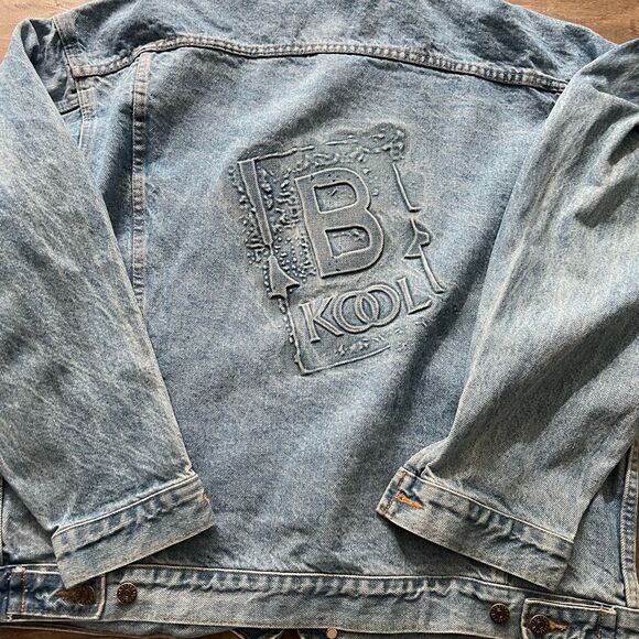 Vintage Made in the 🇺🇸 Men’s B Kool embossed cigarette  80’s Large Denim Jacket - Picture 6 of 10